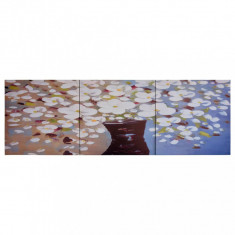 Set tablouri din panza, vas cu flori, multicolor, 120 x 40 cm foto