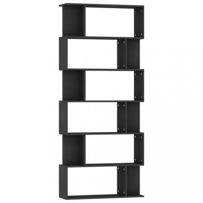 Biblioteca/Separator camera negru, 80x24x192 cm, lemn prelucrat foto