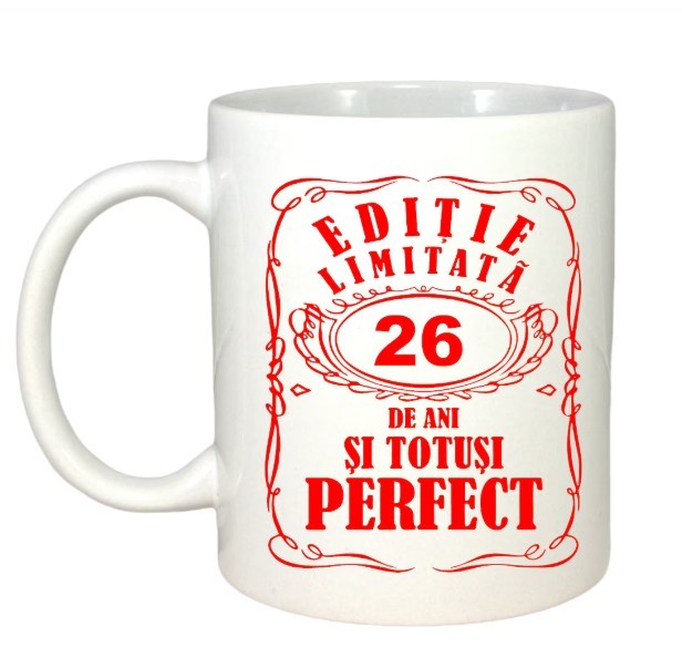 Cana alba personalizata, Editie Limitata 26 ani, INOVATIX&reg;. 330ml