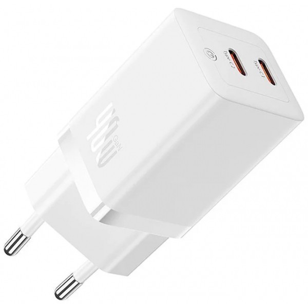 Incarcator Retea Baseus GaN5 Pro, 40W, 3A, 2 x USB-C, Alb CCGP180102
