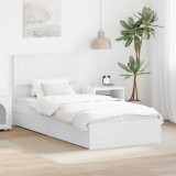 Cumpara ieftin Pat cu storage cu headboard Alb 90 x 190 cm Lemn compozit