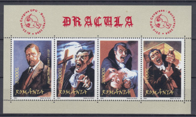 ROMANIA 2004 LP 1640 DRACULA POVESTI LEGENDE BLOC DANTELAT MNH foto