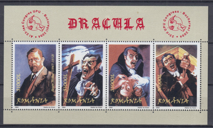 ROMANIA 2004 LP 1640 DRACULA POVESTI LEGENDE BLOC DANTELAT MNH