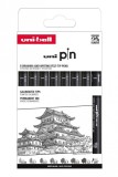 Set 7 linere si 1 marker - Uni Pin - Clasic | Uni