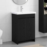 Cumpara ieftin Set de mobilier pentru baie Stejar Negru 61 x 40 x 84,5 cm