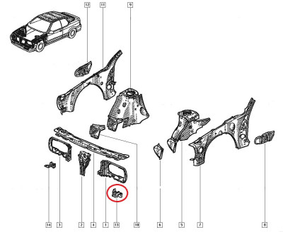 Suport far Renault R19 , placa fixare partea stanga originala 7700811281 Kft Auto foto