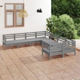 VidaXL Set mobilier de grădină, 8 piese, gri, lemn masiv de pin