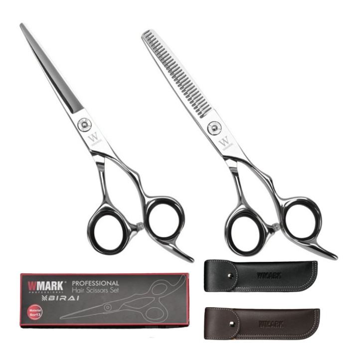 Set Profesional BIRAI&reg;, Foarfeca De Tuns Si Foarfeca De Filat, Otel Japonez 440C, Duritate 58-61 HRC, Design Ergonomic, Precizie Si Confort Pentru Fri