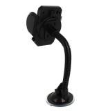 Suport auto telefon / tableta, Carguard STA001, universal, montare cu ventuza, prindere telefon cu cleme, plastic, negru, brat t
