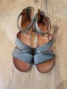 Sandale Dama Piele Naturala Mjus Gri Argintiu Handmade, Marimea 41, Foarte Comode - Lichidare Stoc