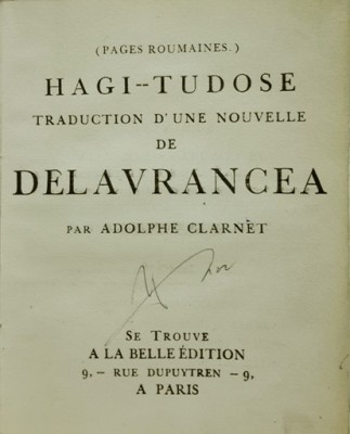 DELAVRANCEA, HAGI-TUDOSE, Paris, 1910 foto