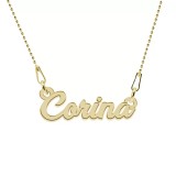 Colier personalizat cu nume, argint 925 placat aur 24K, lant bile - Nomine