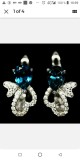 Cercei argint placat cu aur alb cu London blue topaz