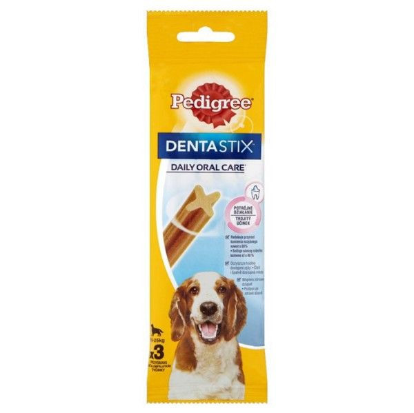 Batoane pentru c&acirc;ini- Pedigree Denta Stix mediu - 3 bucăți / 77g