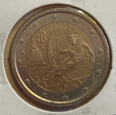 Moneda 2 euro comemorativa Italia Torino 2006 foto