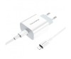 Incarcator Priza Telefon iPhone PD3.0 USB Type C 20w Borofone + Cablu Date Type C la Lightning ba38a plus