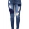Q554-444 Blugi cu talie medie si buzunare si model decorativ