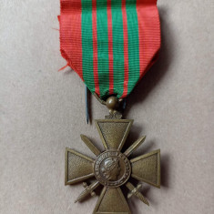 Franta, Crucea Razboiului 1914 - 1918 WW1 cu spade si panglica originala