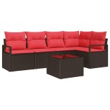 vidaXL Set Canapea Modulara Gradina 6 Piese Poliratan Maro Perne Spuma Confortabile