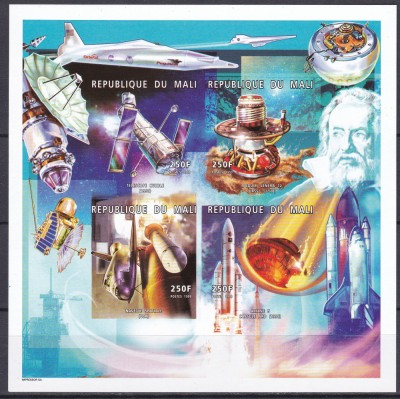DB1 Cosmos Mali Naveta NASA Tel Hubble Arianne 5 MS MNH ndt. foto