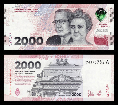 ARGENTINA █ bancnota █ 2000 Pesos █ 2023 █ P-368 (1) █ Serie A █ UNC █ necirculata foto