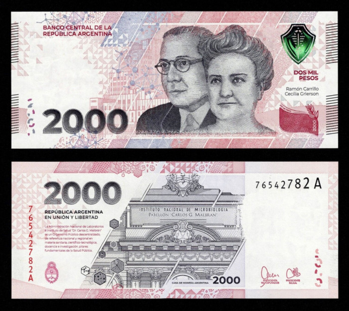 ARGENTINA █ bancnota █ 2000 Pesos █ 2023 █ Serie A █ UNC █ necirculata