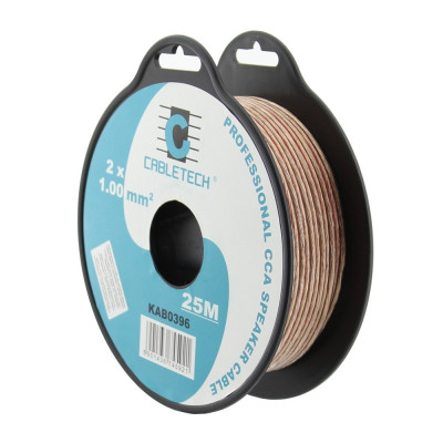 Cablu pentru difuzor, CCA, 1mm&amp;sup2;, transparent, 25m, Cabletech, L101966 foto