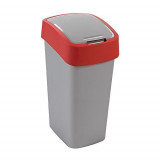 Curver FLIP BIN 25L, gri/argintiu/roșu, pentru deșeuri