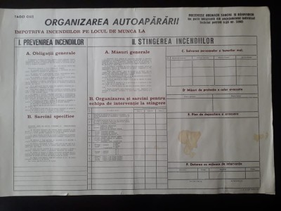 HST Afiș pe h&amp;acirc;rtie protecția muncii Rom&amp;acirc;nia comunistă foto