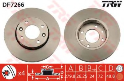 Disc frana KIA CARENS II (FJ) (2002 - 2006) TRW DF7266 foto
