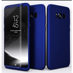 Husa protectie 360 fata + spate + folie silicon Samsung S8 Plus ; S8+ , Albastru