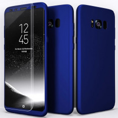 Husa protectie 360 fata + spate + folie silicon Samsung S8 Plus ; S8+ , Albastru