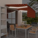 VidaXL Copertină automată cu stor&amp;senzor v&acirc;nt&amp;LED portocaliu&amp;maro 4x3m