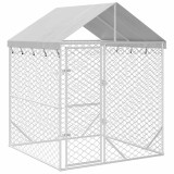 Cumpara ieftin Padoc de exterior cu acoperis argintiu 2x2x2,5m otel galvanizat