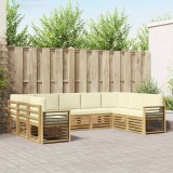 vidaXL Set canapea sectională cu pernă 9 pcs Alb și crem Poliester 3392515