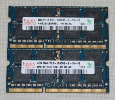 Kit Memorie Laptop DDR3 2 x 4 GB (8GB) 1333 Mhz PC3 10600s Garantie 6 luni foto