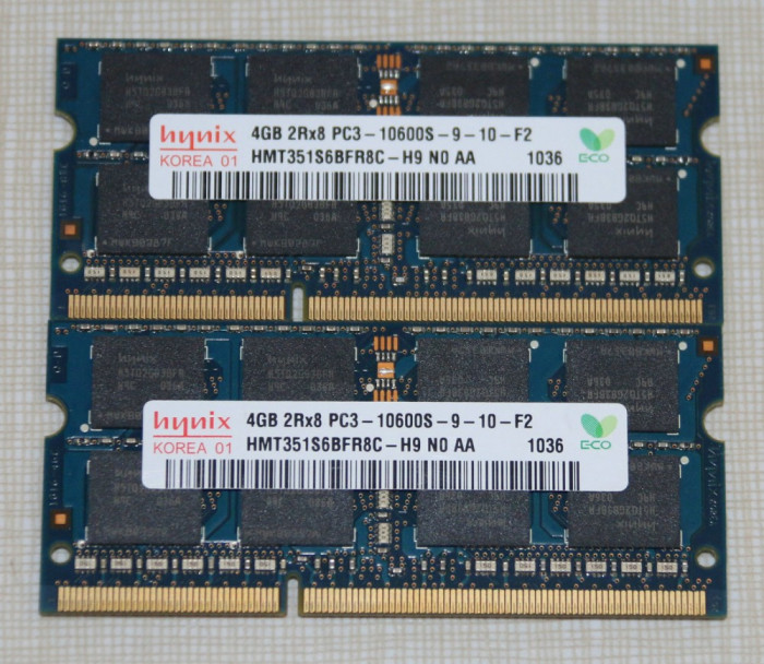 Kit Memorie Laptop DDR3 2 x 4 GB (8GB) 1333 Mhz PC3 10600s Garantie 6 luni