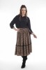 Fusta Midi Voal Floral Onibon, Talie Incretita, Volan, 80cm, Poliester, Fabricata Romania