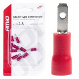 Set 10 Conectori Cablaje 3.8mm, 0.5-1.5mm&sup2;, 10A, Izolat, Rosu, Sertizare, Tata, 22AWG-18AWG