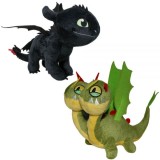 Set 2 jucarii de plus, Play by Play, Toothless 25 cm si Zippleback, Dragons, 20 cm