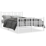 Cumpara ieftin Cadru de pat metalic cu tablie de cap/picioare, alb, 140x190 cm
