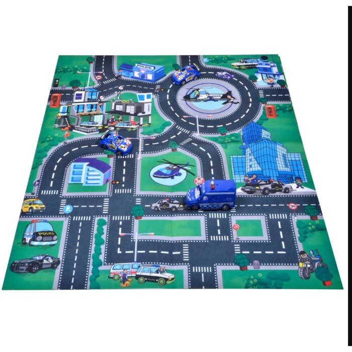 Covoras de joaca pentru copii cu politie 80x70 cm