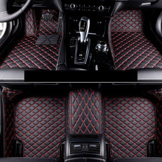 Set Covorase Auto Lux Piele Capitonaj Interior Premium Diamond Mats Mercedes-Benz E-Class W212 2009-2016 Negru + Cusatura Rosie 140818-5
