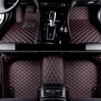Set Covorase Auto Lux Piele Capitonaj Interior Premium Diamond Mats Mercedes-Benz C-Class W205 2014&amp;rarr; Negru + Cusatura Rosie 140818-3 foto