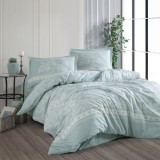 Cumpara ieftin Lenjerie pat dublu,bumbac ranforce,4 piese,verde menta cu frunze,Devlin-A1345