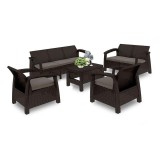 Cumpara ieftin Set de mobilier de grădină Corfu max set, culoare maro, cu perne taupe calde