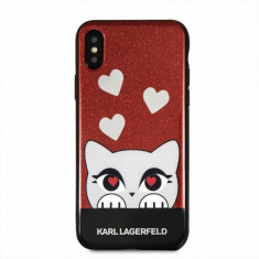 Husa Spate Premium Karl Lagerfeld iPhone X / Xs, Choupette Heart, Klhcpxvdcre Rosu foto