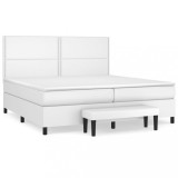 Cumpara ieftin Pat box spring cu saltea, alb, 200x200 cm, piele ecologica