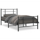 VidaXL Cadru pat metalic cu tăblii de cap/picioare, negru, 100x190 cm
