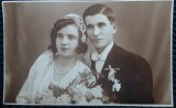 Fotografie tip Carte Postala, Mire si mireasa, 1933